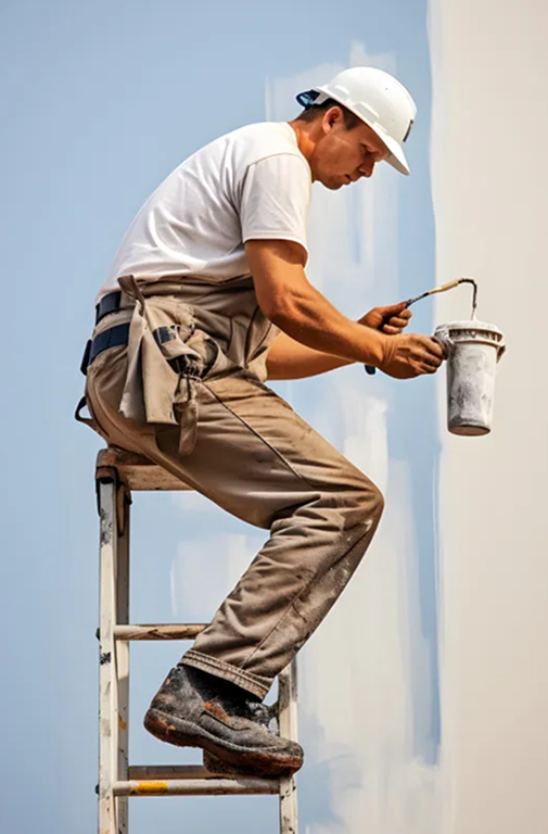 Artisan peintre Renov Habitat en pleine rénovation à Nantes